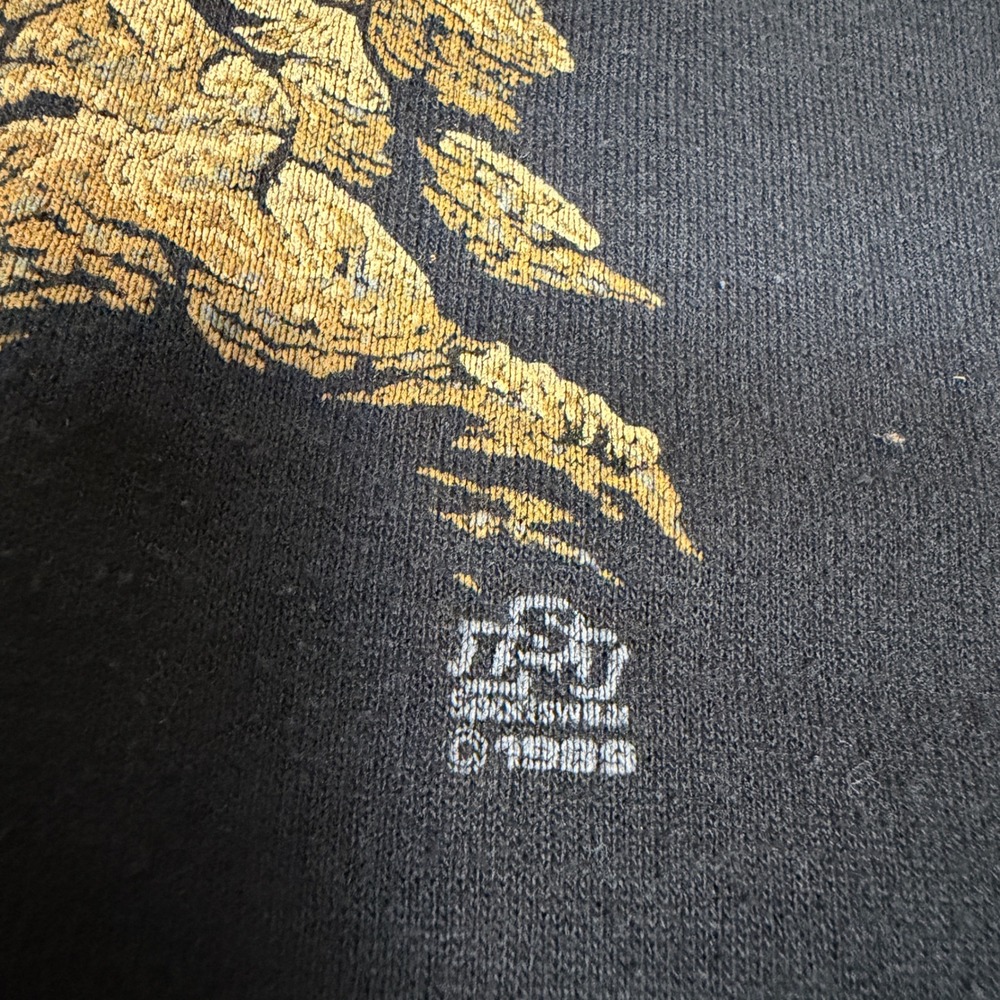 Vintage 1989 Jerzees Rattlesnake Desert Graphic T-Shirt Black Medium 80s USA - Picture 4 of 8